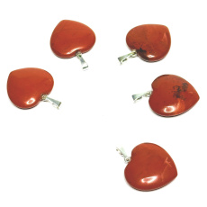 Jasper red heart pendant natural stone, 2 cm 1 piece, full care stone