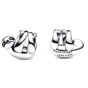 Charm Sterling silver 925 Sloth, bead on bracelet animal