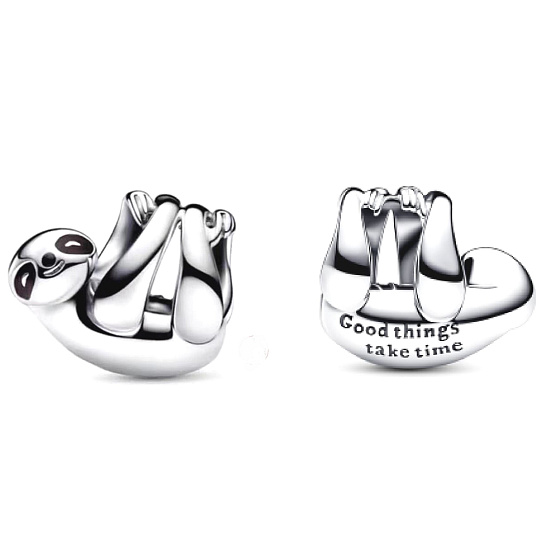 Charm Sterling silver 925 Sloth, bead on bracelet animal