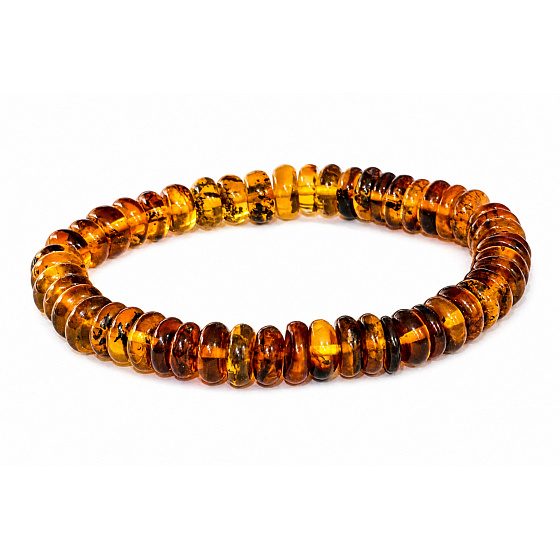 Amber Baltic bracelet elastic natural disc, 16 - 17 cm wisdom - health - kindness