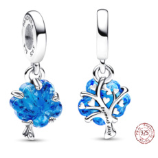 Sterling silver 925 Tree of Life blue glass Murano, nature bracelet pendant