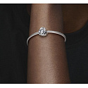 Charm Sterling silver 925 Infinity circle of eternity April white - clear, bead for bracelet