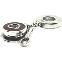 Charm Sterling silver 925 Coffee cup and spoon 2in1, food and drink bracelet pendant