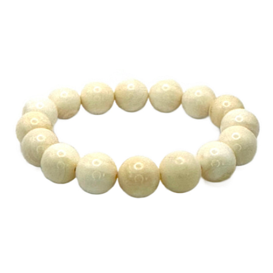 Ivory elastic bracelet made of natural ivory, ball 12 mm / 16-17 cm