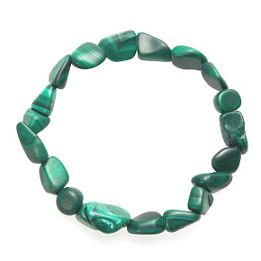 Malachite bracelet elastic chopped natural stone 19 cm, wishing stone