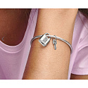 Charm Sterling silver 925 Padlock and key 2in1, love bracelet pendant