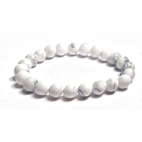 Magnesite / Howlite white bracelet elastic natural stone, bead 8 mm / 16-17 cm, cleansing stone Magnesite / Howlite white bracelet elastic natural stone, bead 8 mm / 16-17 cm, cleansing stone