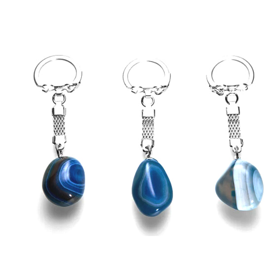 Agate blue keychain pendant natural stone approx. 10 cm 1 piece