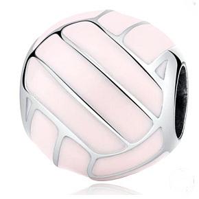 Charm Sterling silver 925 Volleyball - pink, bead on bracelet sport