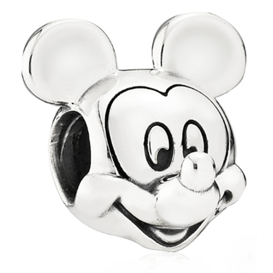 Charm Sterling silver 925 Disney Mickey Mouse portrait, bead on bracelet