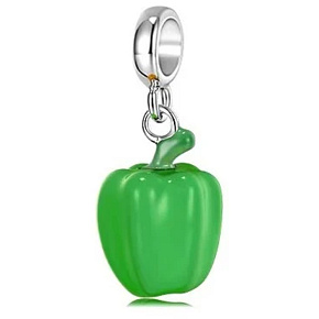 Charm Sterling silver 925 Paprika green, food pendant bracelet
