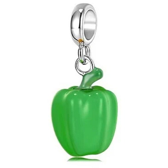 Charm Sterling silver 925 Paprika green, food pendant bracelet
