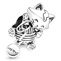 Charm Sterling silver 925 Cat with clubs, bead on bracelet pet