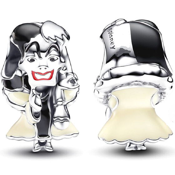 Charm Sterling Silver 925 Disney 101 Dalmatians Cruella De Vil, bead for bracelet movie
