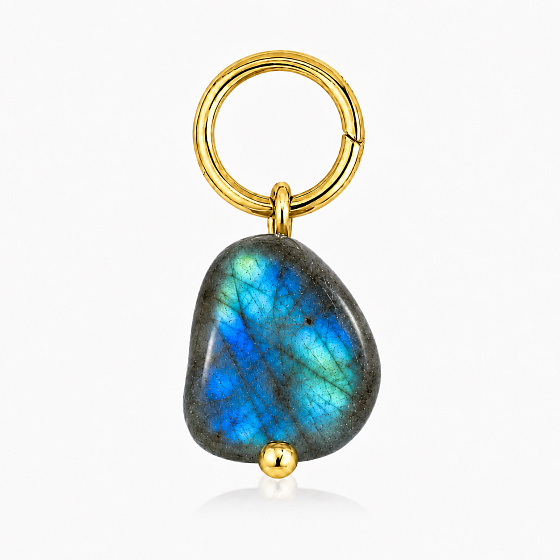 Labradorite – mini pendant made of natural stone approx. 0.8–1.2 cm, gold finish | Stone of transformation, intuition, and fulfilled dreams