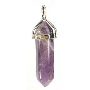 Amethyst pendulum hexagon pendant natural stone 41 x 13 mm, stone of kings and bishops