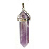 Amethyst pendulum hexagon pendant natural stone 41 x 13 mm, stone of kings and bishops