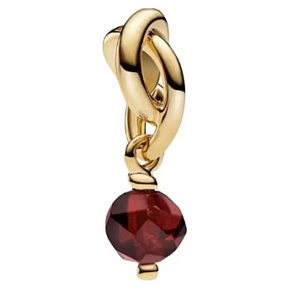 Charm Sterling Silver 925 Intertwined Faceted Eternity Circle Dark Red, Pendant for Bracelet Symbol January