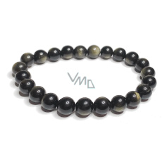 Obsidian gold bracelet elastic natural stone, ball 8 mm / 16-17 cm, rescue stone Obsidian gold bracelet elastic natural stone, ball 8 mm / 16-17 cm, rescue stone