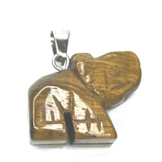 Tiger Eye Elephant Pendant natural stone, hand cut figurine 1,8 x 2,5 x 8 mm, stone of the sun and earth, brings luck and wealth