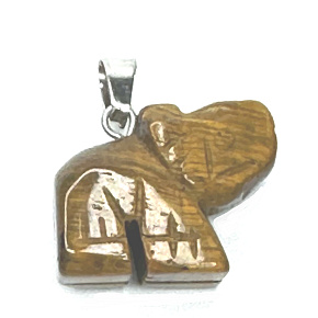 Tiger Eye Elephant Pendant natural stone, hand cut figurine 1,8 x 2,5 x 8 mm, stone of the sun and earth, brings luck and wealth