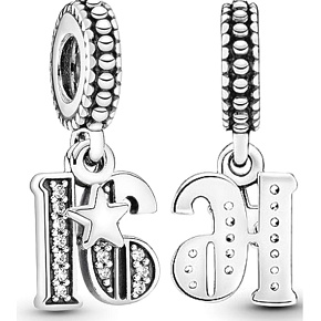 Charm Sterling silver 925 18 anniversary, pendant on bracelet