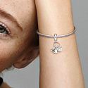 Charm Sterling silver 925 My baby, family charm with shoes, bottle and heart 3in1, pendant for bracelet family