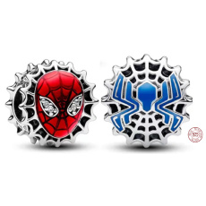 Charm Sterling silver 925 Marvel Spiderman Mask, bead on bracelet movie