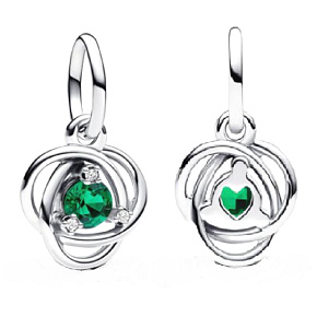 Charm Sterling silver 925 Green eternity circle May, pendant on bracelet symbol