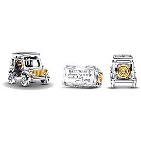 Charm Sterling silver 925 Off-road car, bead on travel bracelet