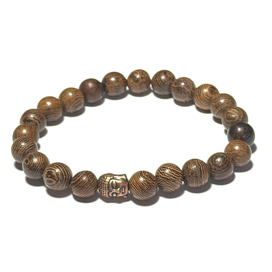 Wooden bracelet natural dark 8mm/ 16 - 17cm,