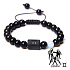 Onyx Gemini zodiac sign, natural stone bracelet, 8mm ball/ adjustable size, life force stone
