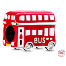 Sterling silver 925 London, red bus, travel bracelet bead