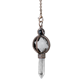 Quartz Merkaba pendulum + clear quartz + bronze, natural stone pendant 7,7 cm, chain approx. 26,5 cm
