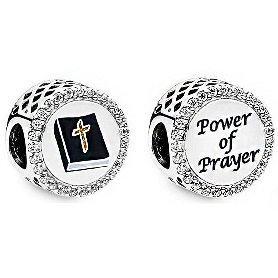 Charm Sterling silver 925 Religious charms power of prayer, bead for bracelet