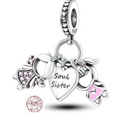 Charm Sterling silver 925 Siblings Sisters 3in1, family bracelet pendant
