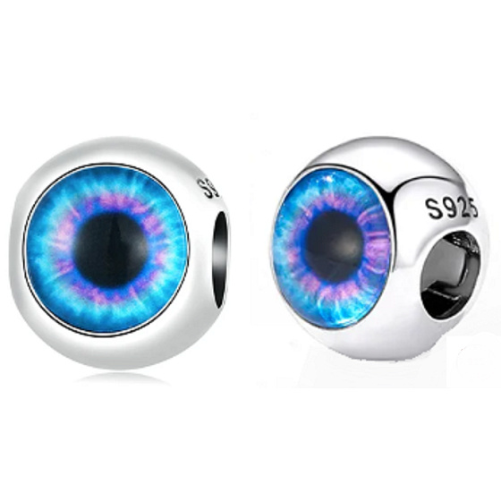 Charm Sterling silver 925 Eye, bead on bracelet symbol
