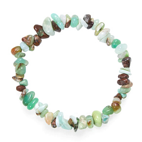 Chrysoprase elastic bracelet with natural chipped stone 19 cm, stone of family relationship harmony