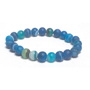 Agate blue matt bracelet elastic natural stone, ball 8 mm / 16 - 17 cm Agate blue matt bracelet elastic natural stone, ball 8 mm / 16 - 17 cm