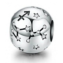 Sagittarius Zodiac sign, pendant for bracelet silver + zircons, ball 9 mm 1 piece