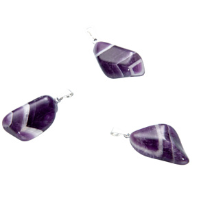 Amethyst zebra Zambia Trommel pendant natural stone M, approx. 2,5 cm, stone of kings and bishops