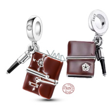 Sterling silver 925 Diary and pen, 3in1 pendant on bracelet interests Sterling silver 925 Diary and pen, 3in1 pendant on bracelet interests