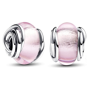 Charm Sterling silver 925 Pink Murano glass bead on bracelet symbol