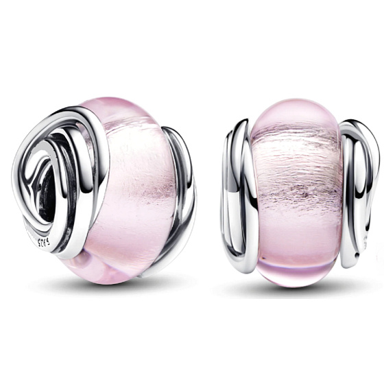Charm Sterling silver 925 Pink Murano glass bead on bracelet symbol