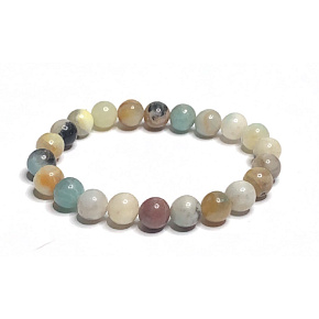 Amazonite multicoloured bracelet elastic natural stone, ball 8 mm / 16-17 cm, stone of hope