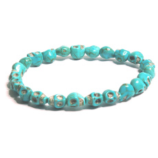 Tyrkenite Skull hand carved bracelet elastic natural stone 8 mm / 16-17 cm, stone of young people looking for life purpose