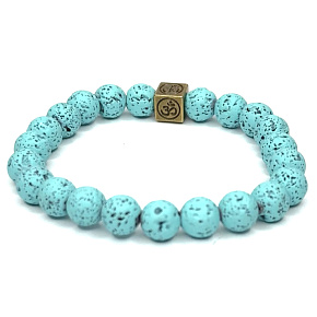 Lava green-blue with royal mantra Om, bracelet elastic natural stone, ball 8 mm / 16-17 cm, born of the four elements Lava green-blue with royal mantra Om, bracelet elastic natural stone, ball 8 mm / 16-17 cm, born of the four elements