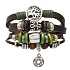 Leather multi-layered bracelet, symbol Tree of Life + lily + Star of David, adjustable size