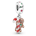 Sterling silver 925 Gingerbread figure 2in1, Christmas bracelet pendant