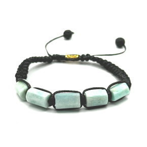 Amazonite bracelet natural stone, hand knitted, adjustable size, stone of hope